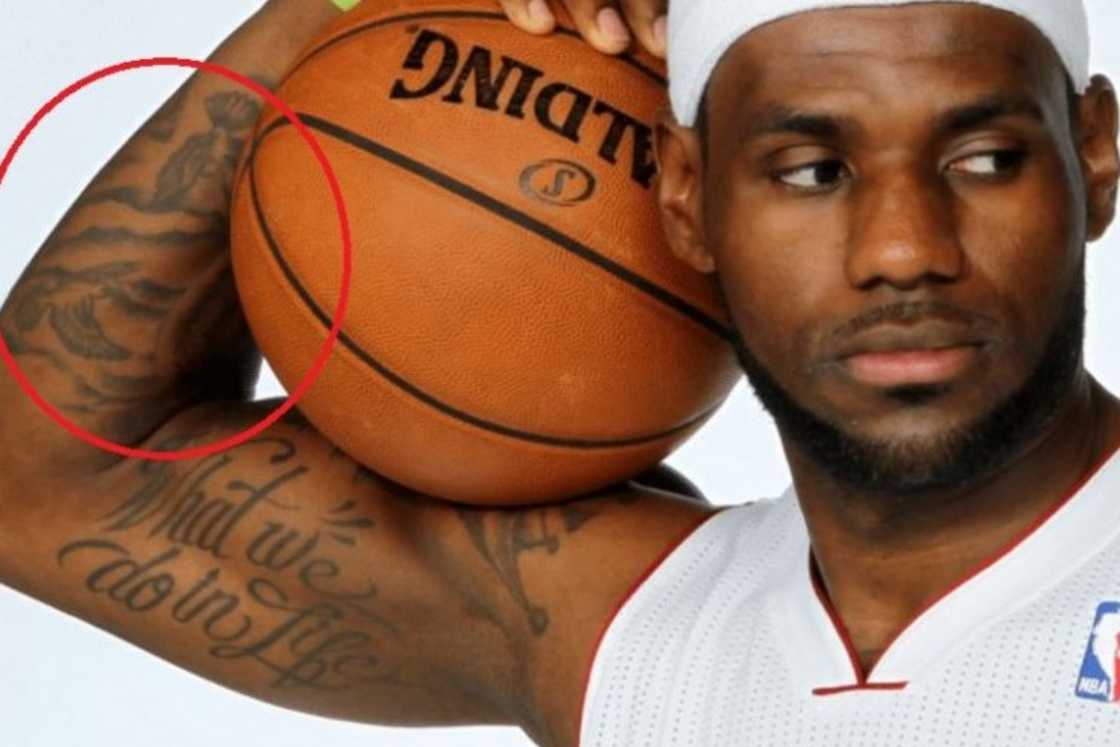 LeBron James has birds tattoo on his inner right arm LeBron James has birds tattoo on his inner right arm