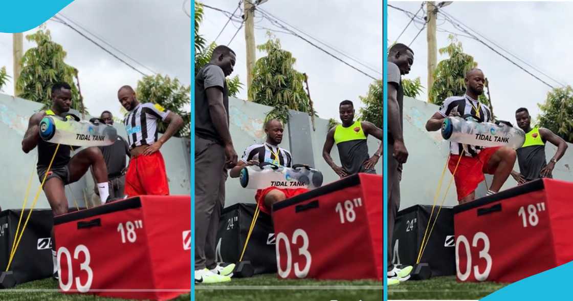 Jordan Ayew Struggles As He Tries Mubarak Wakaso's Fitness Routine Jordan Ayew Struggles As He Tries Mubarak Wakaso's Fitness Routine