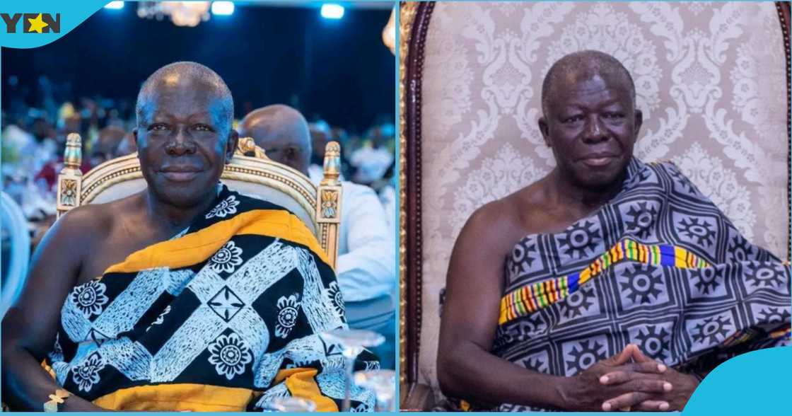 A photo of the Asantehene, Otumfuo Osei Tutu II at the Manhyia Palace.