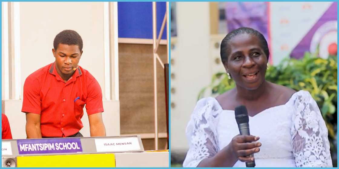 Mfantsipim NSMQ contestant Isaac Mensah's mother rejoices as son wins contest.