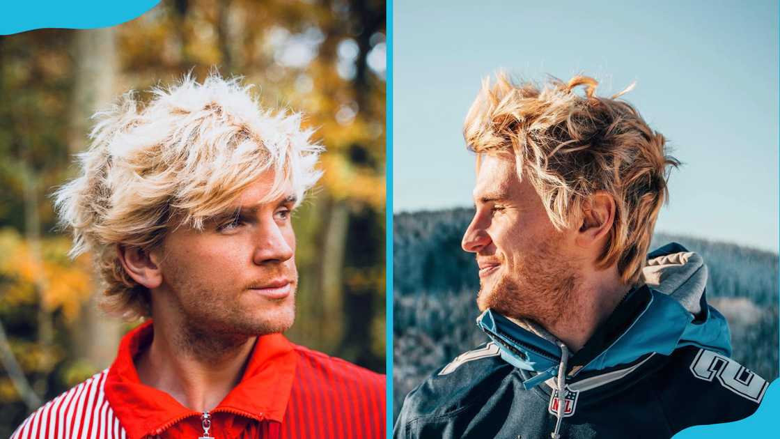 Textured surfer haircut with tousled layers and sun-bleached highlights. Textured surfer haircut with tousled layers and sun-bleached highlights.