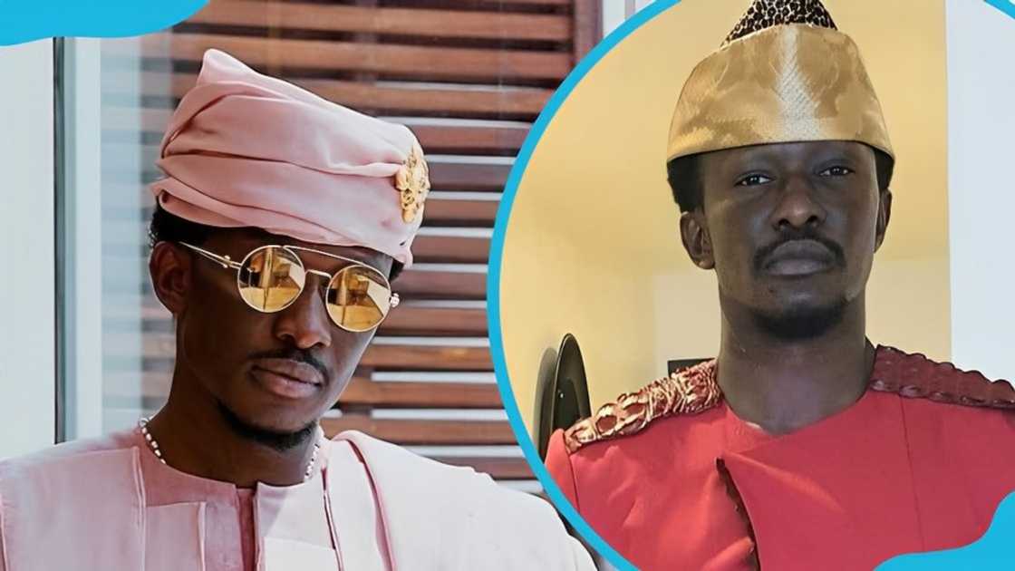 Nana Kwame Bediako poses for a photo outdoor (L) and in a room (R) Nana Kwame Bediako poses for a photo outdoor (L) and in a room (R)