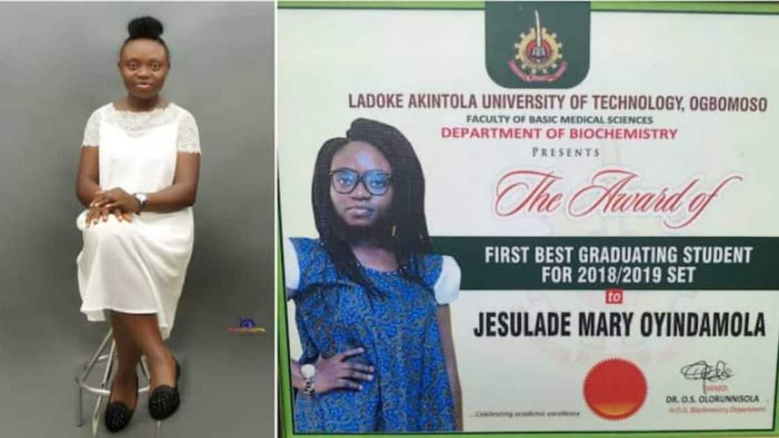 She triumphed and bagged a first class. She triumphed and bagged a first class.