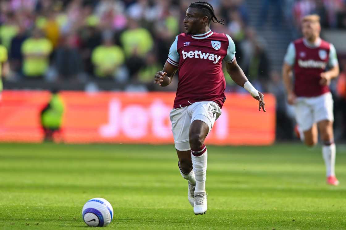 Mohammed Kudus goes forward during the Premier League match between West Ham United and Southampton at the London Stadium in Stratford, England, on April 19, 2025 Mohammed Kudus goes forward during the Premier League match between West Ham United and Southampton at the London Stadium in Stratford, England, on April 19, 2025