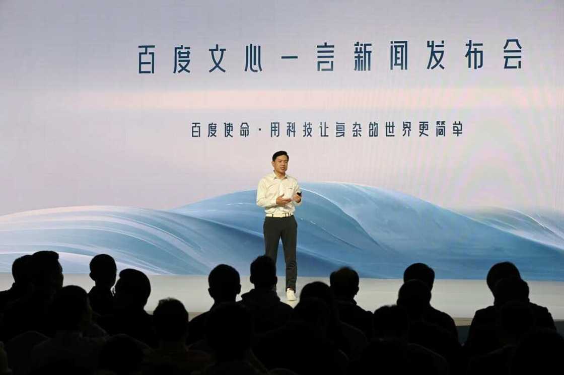 Baidu co-founder and CEO Robin Li speaks at the unveiling of Ernie Bot Baidu co-founder and CEO Robin Li speaks at the unveiling of Ernie Bot