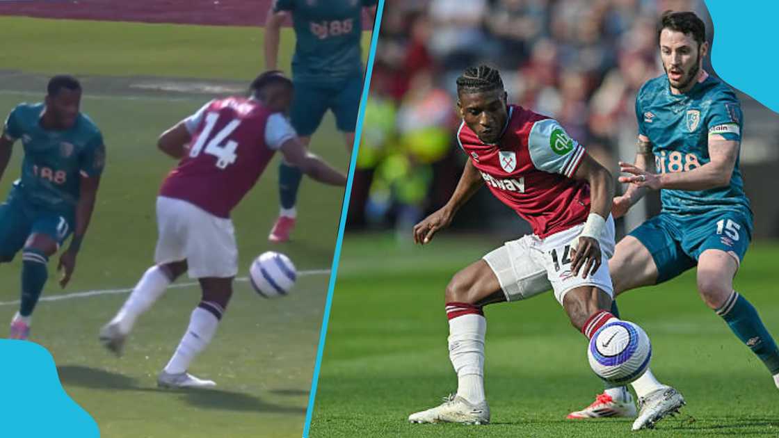 Mohammed Kudus showboats during Bournemouth clash. Mohammed Kudus showboats during Bournemouth clash.