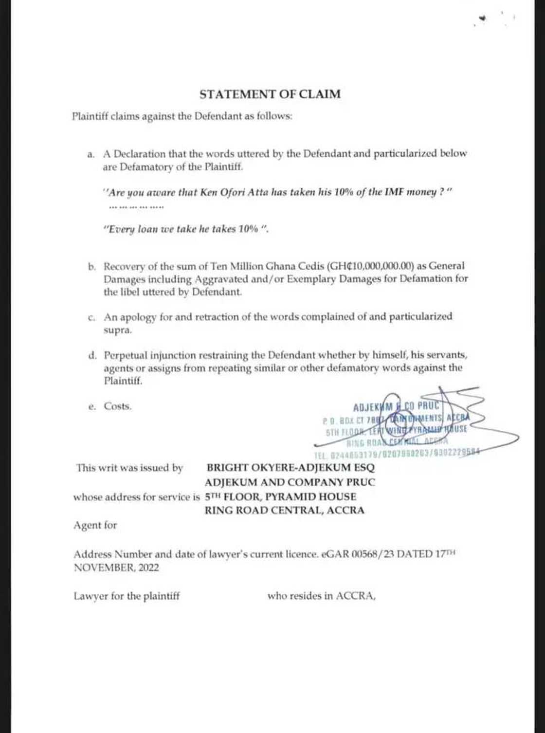 Ofori-Atta has sued Captain Smart Ofori-Atta has sued Captain Smart