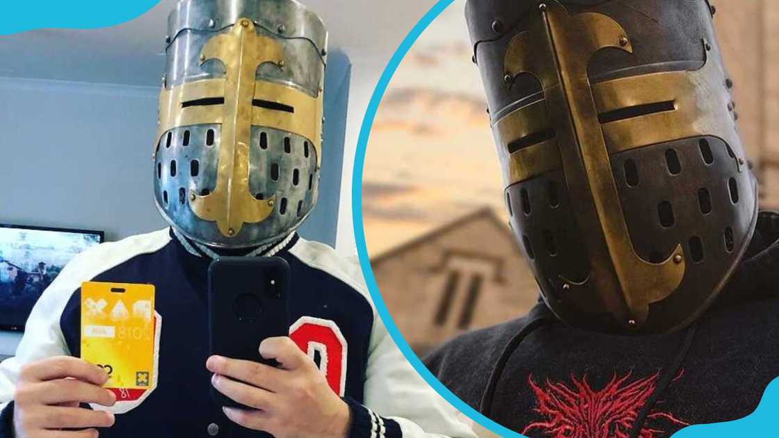 Swaggersouls donning his trademark helmet Swaggersouls donning his trademark helmet