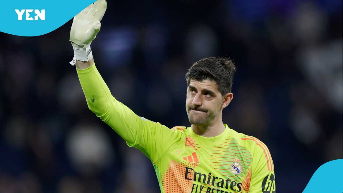 Thibaut Courtois of Real Madrid disappointed after the match during the UEFA Champions League match between Real Madrid v Arsenal at the Estadio Santiago Bernabeu on April 16, 2025 in Madrid Spain Thibaut Courtois of Real Madrid disappointed after the match during the UEFA Champions League match between Real Madrid v Arsenal at the Estadio Santiago Bernabeu on April 16, 2025 in Madrid Spain