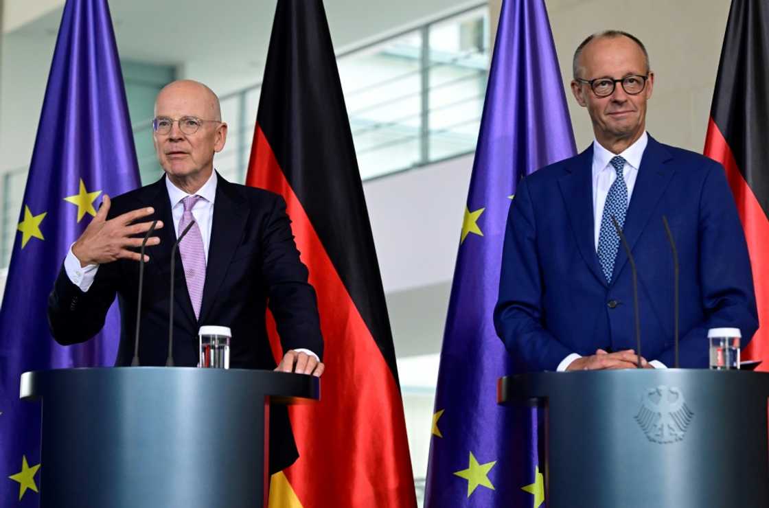 German Chancellor Friedrich Merz unveiled his new Chief Investment Officer Martin Blessing in Berlin German Chancellor Friedrich Merz unveiled his new Chief Investment Officer Martin Blessing in Berlin