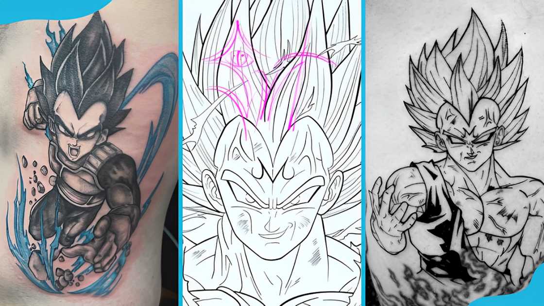 Black and white Vegeta tattoo