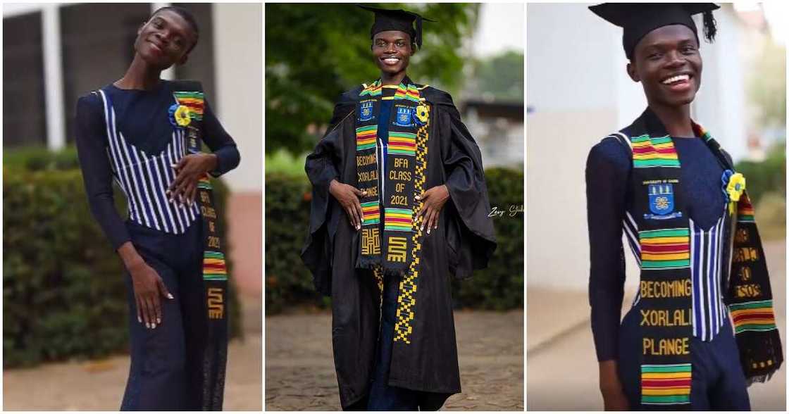 Legon Graduation: Student Wears Heels and Ladies Outfit to Graduation