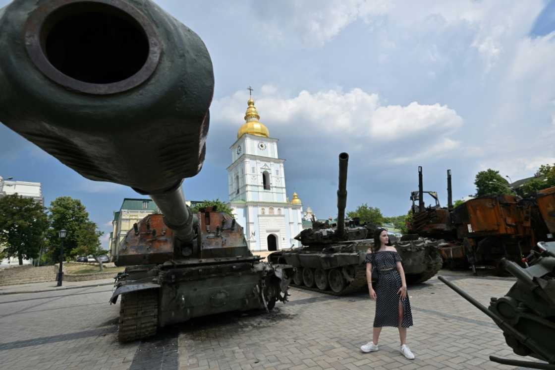 Ukraine has gathered the wrecked remains of Russian guns and armour as an exhibit on the streets of Kyiv Ukraine has gathered the wrecked remains of Russian guns and armour as an exhibit on the streets of Kyiv
