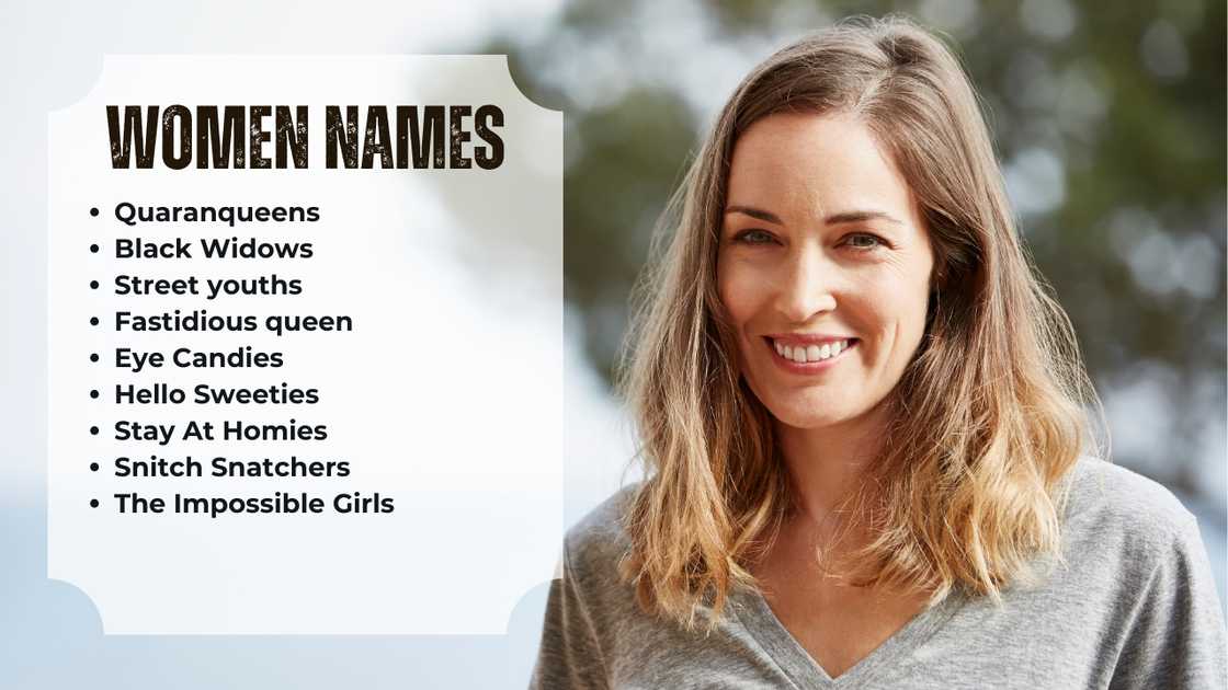 Funny trivia team names for women