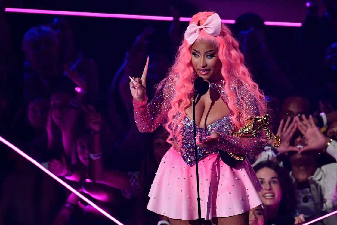 US rapper Nicki Minaj accepts the Michael Jackson Video Vanguard Award onstage during the MTV Video Music Awards at the Prudential Center in Newark, New Jersey on August 28, 2022 US rapper Nicki Minaj accepts the Michael Jackson Video Vanguard Award onstage during the MTV Video Music Awards at the Prudential Center in Newark, New Jersey on August 28, 2022