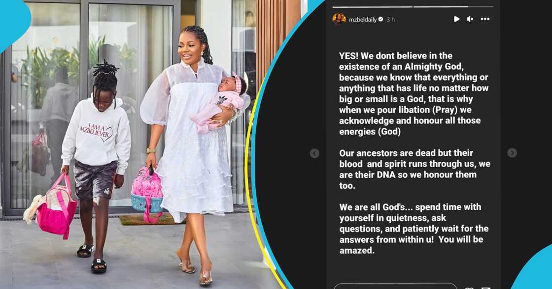 Mzbel defends son's comments about God