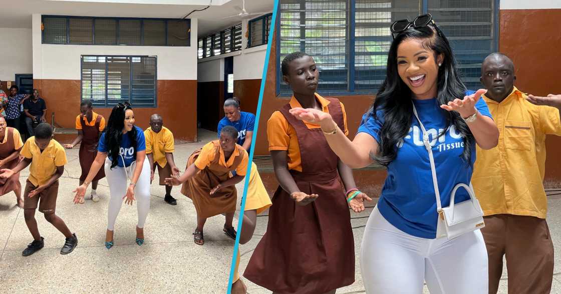 Serwaa Amihere performed a choreography with special kids at the Dzorwulu Special School Serwaa Amihere performed a choreography with special kids at the Dzorwulu Special School