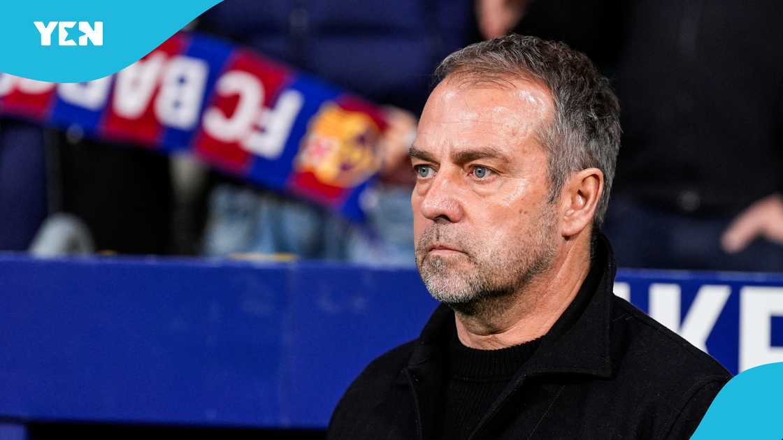 Hansi Flick during the Atletico Madrid vs Barcelona La Liga match on March 16, 2025 at Riyadh Air Metropolitano Hansi Flick during the Atletico Madrid vs Barcelona La Liga match on March 16, 2025 at Riyadh Air Metropolitano