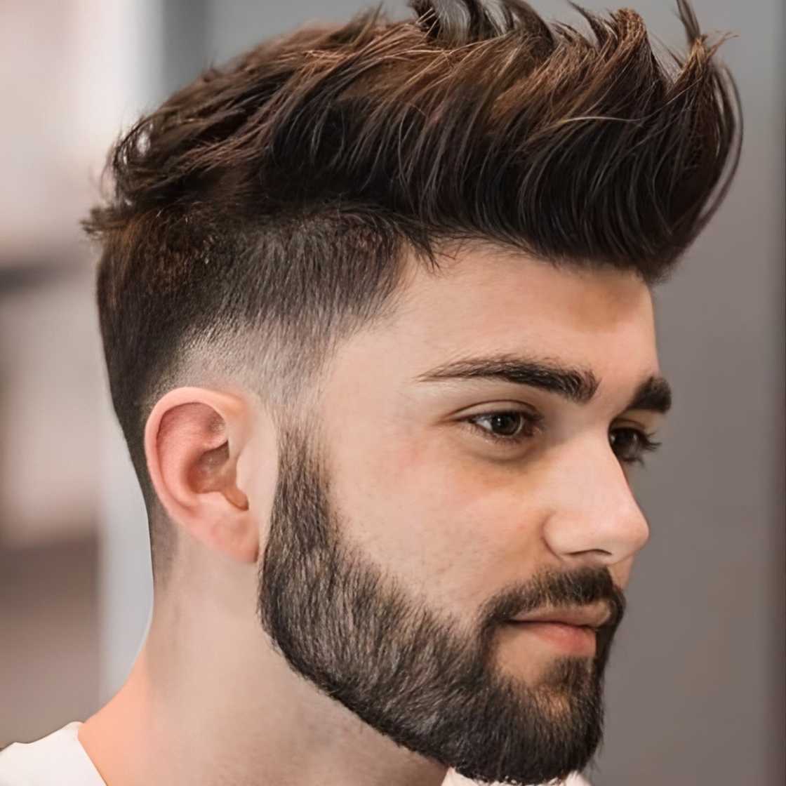 Short spiky hair with fade