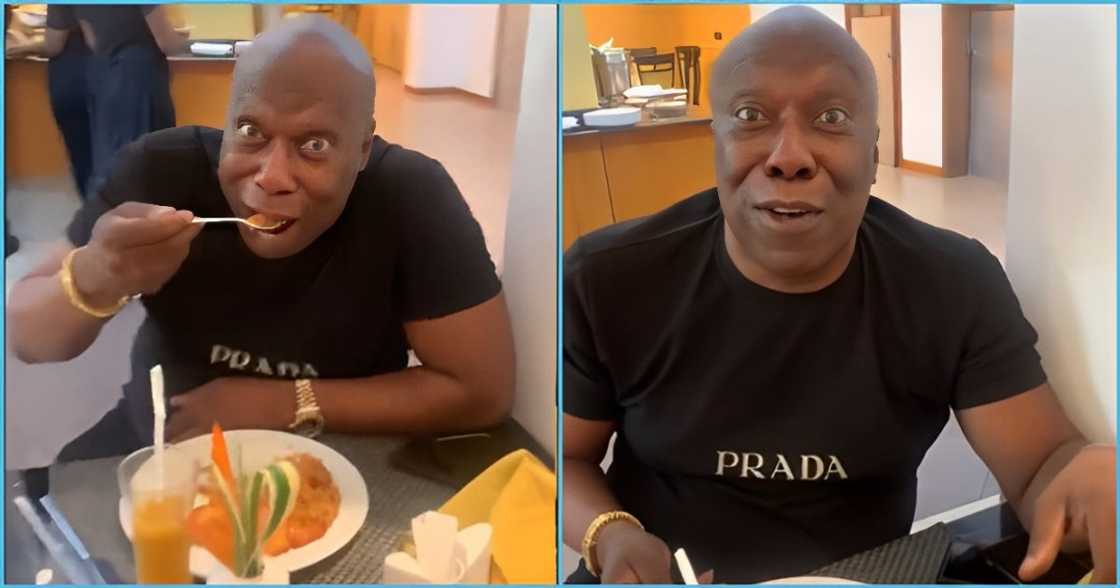 Lil Win treats Nigerian actor Charles Awurum to Ghana Jollof, clears plate: "E Dey Very Sweet"