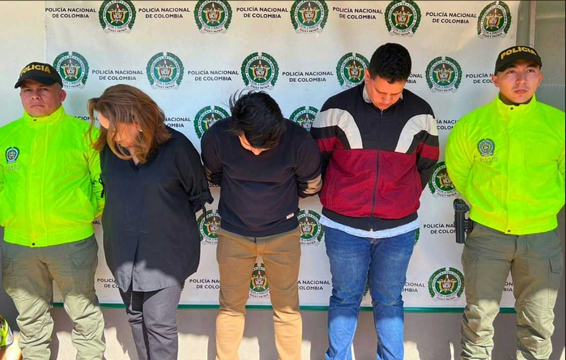 Handbag designer to the stars Nancy Gonzalez (second from left) was arrested at her luxury home in Cali Handbag designer to the stars Nancy Gonzalez (second from left) was arrested at her luxury home in Cali