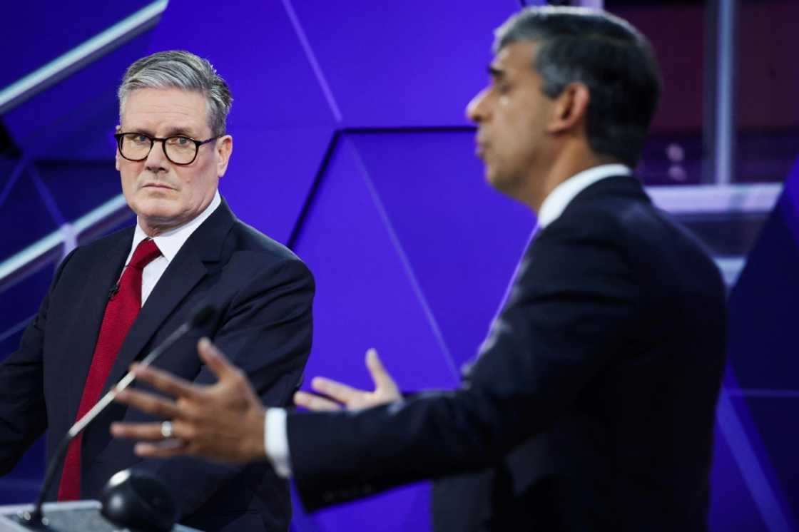 Traders will be following the UK general election Thursday, in which the Labour Party of Keir Starmer (L) is expected to win a landslide against Prime Minister Rishi Sunak (R) and his Conservative Party Traders will be following the UK general election Thursday, in which the Labour Party of Keir Starmer (L) is expected to win a landslide against Prime Minister Rishi Sunak (R) and his Conservative Party