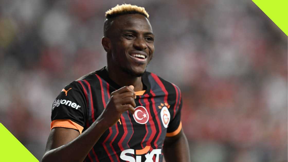 Victor Osimhen celebrates his goal for Galatasaray against Antalyaspor. Victor Osimhen celebrates his goal for Galatasaray against Antalyaspor.