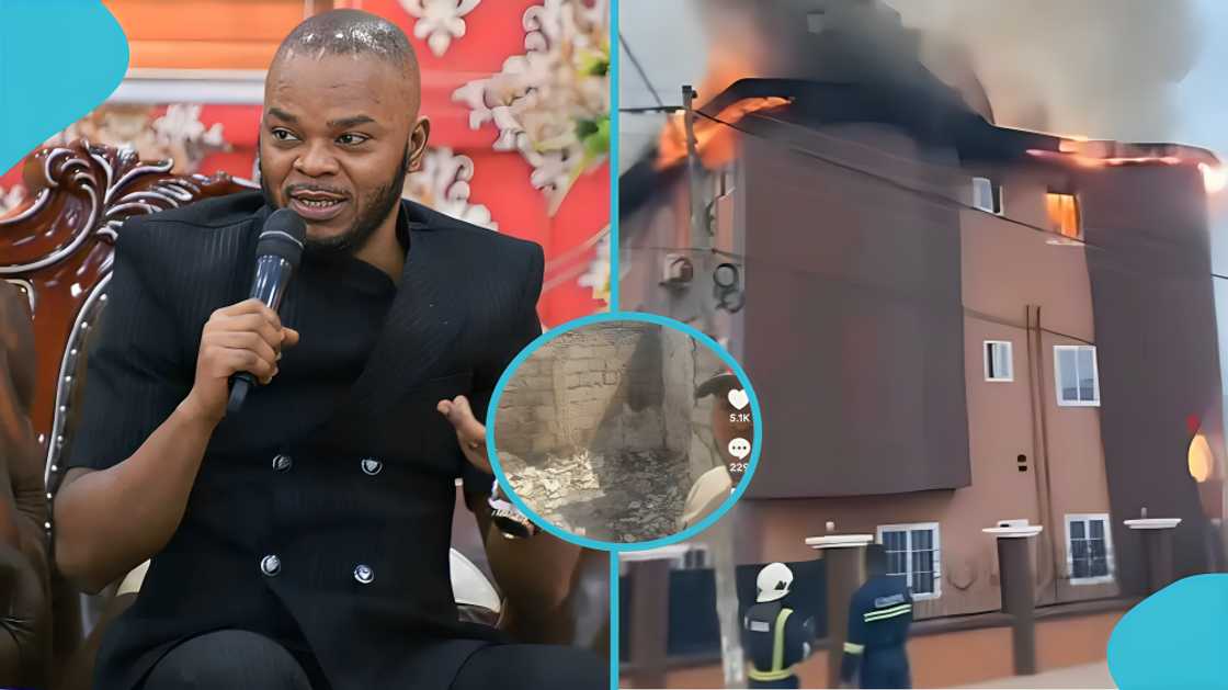 Bishop Obinim, fire incident, guest house fire, Ghana National Fire Service, emotional video, social media reactions, Ashalley Botwe