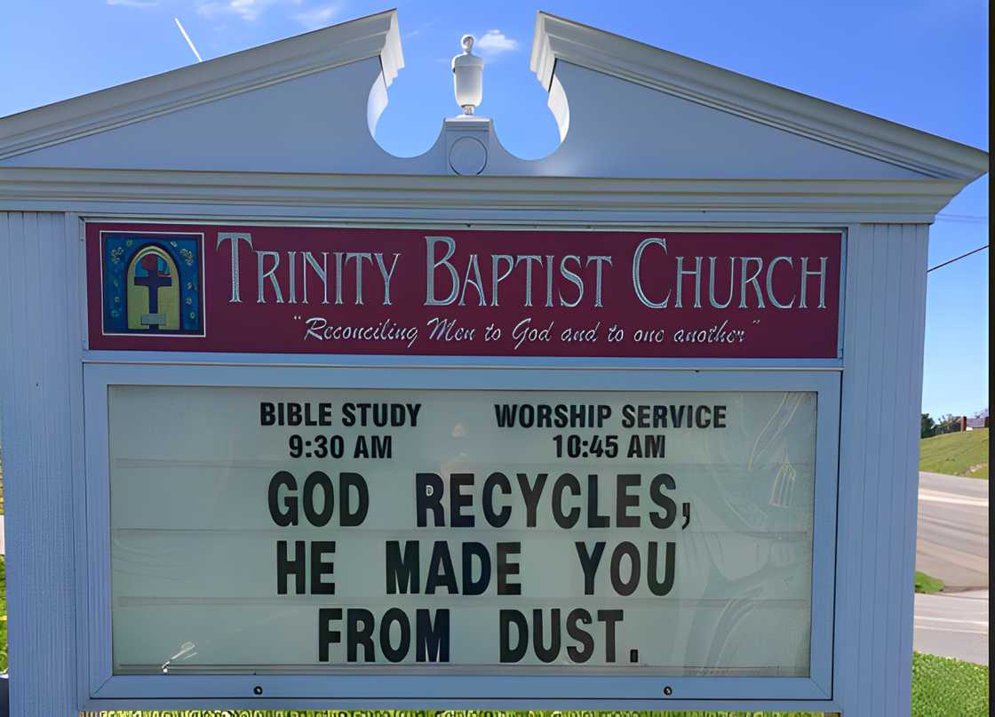 Funny church sign for Trinity Baptist Church