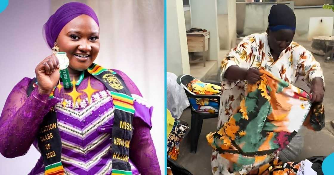 Ghanaian lady, university graduate, local market, entrepreneurship, sells fabrics Ghanaian lady, university graduate, local market, entrepreneurship, sells fabrics