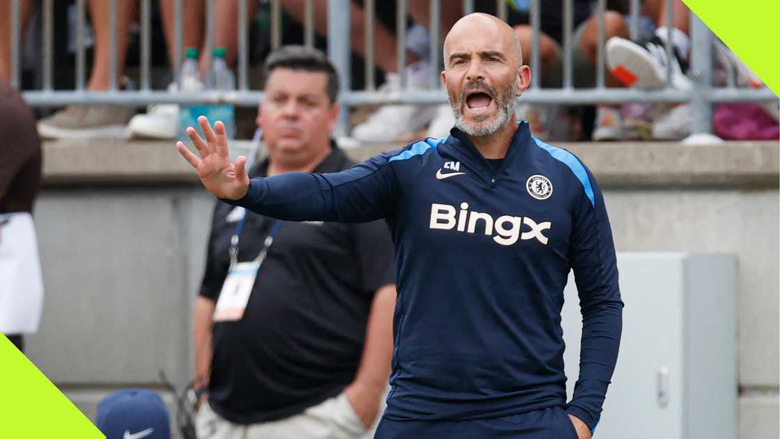 Enzo Maresca during Chelsea's pre-season match. Enzo Maresca during Chelsea's pre-season match.