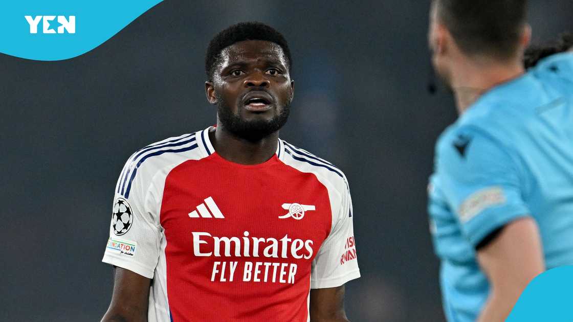 Thomas Partey, Felix Zwayer, Arsenal, UEFA Champions League, PSG, fans. Thomas Partey, Felix Zwayer, Arsenal, UEFA Champions League, PSG, fans.