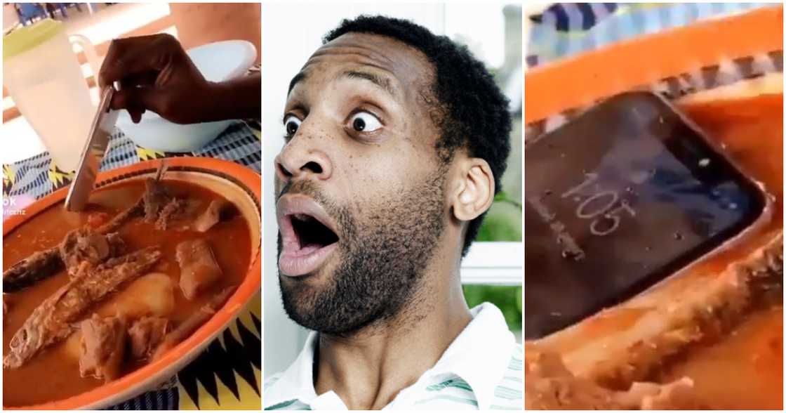Man soaks iPhone in fufu and soup Man soaks iPhone in fufu and soup