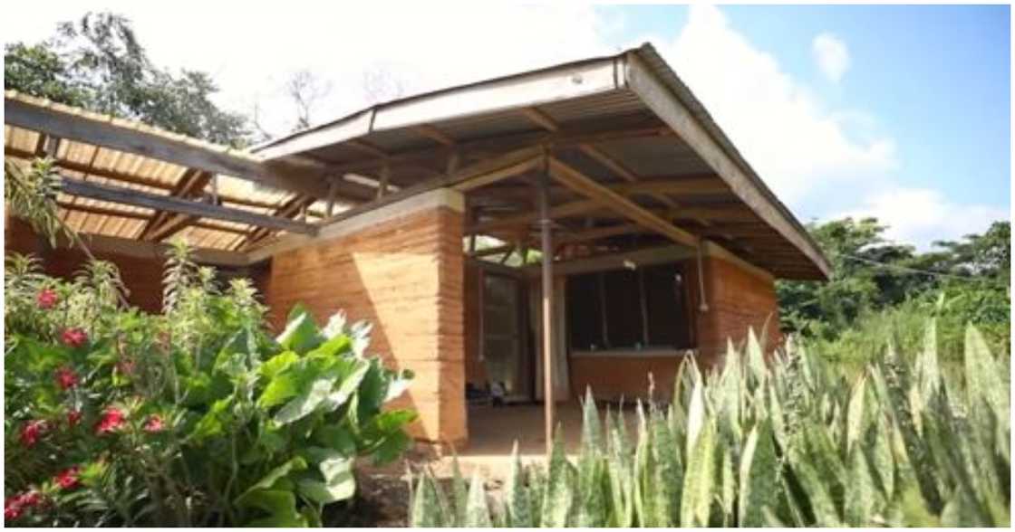 A beautiful home made with rammed earth material