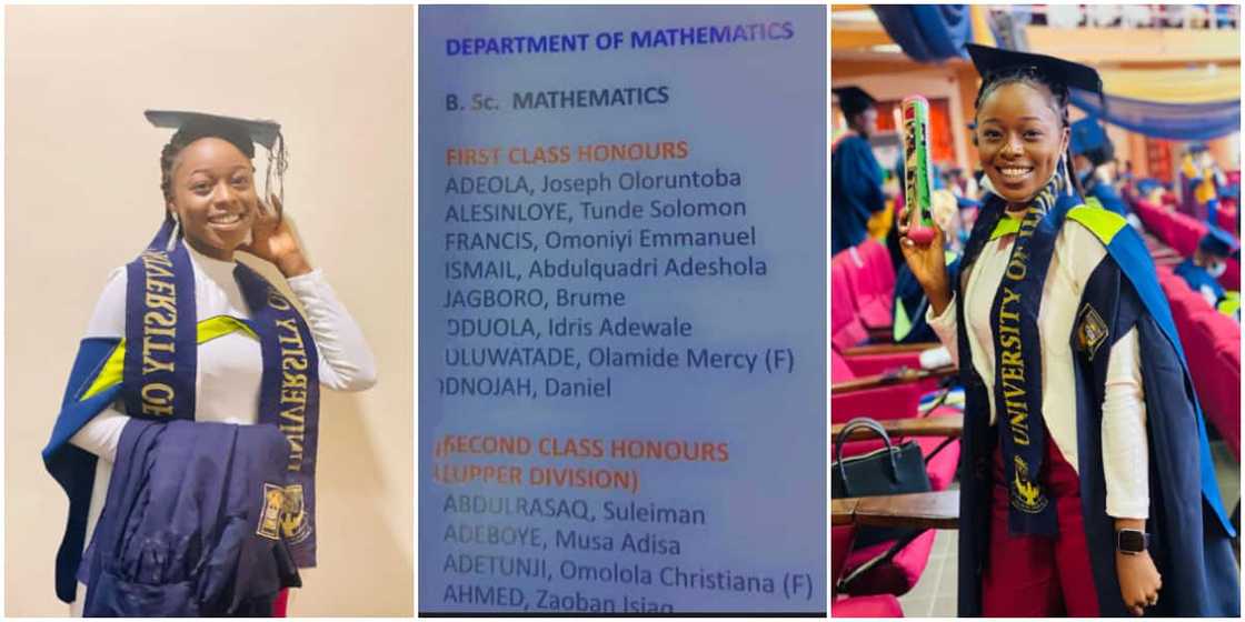 Joy as lady graduates the only female first-class in her department after the school rejected her 4 times Joy as lady graduates the only female first-class in her department after the school rejected her 4 times