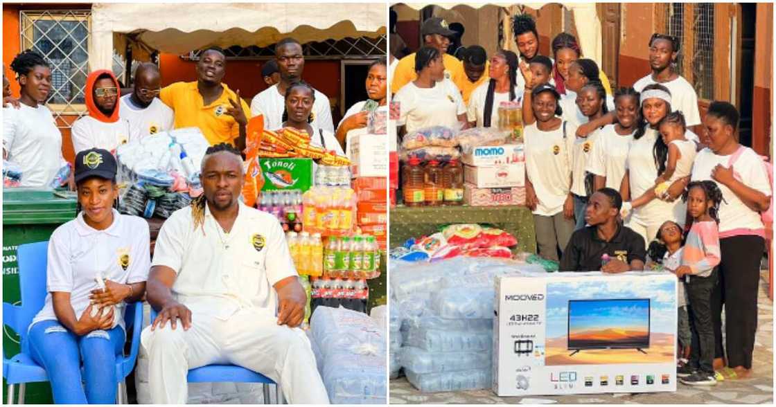 Photo of Ghanaian businessman Godfada Gh Houston and his team at an orphanage.