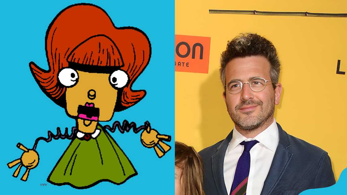 Petunia, the wooden hand puppet (L) and her voice actor, Ethan Sandler R).