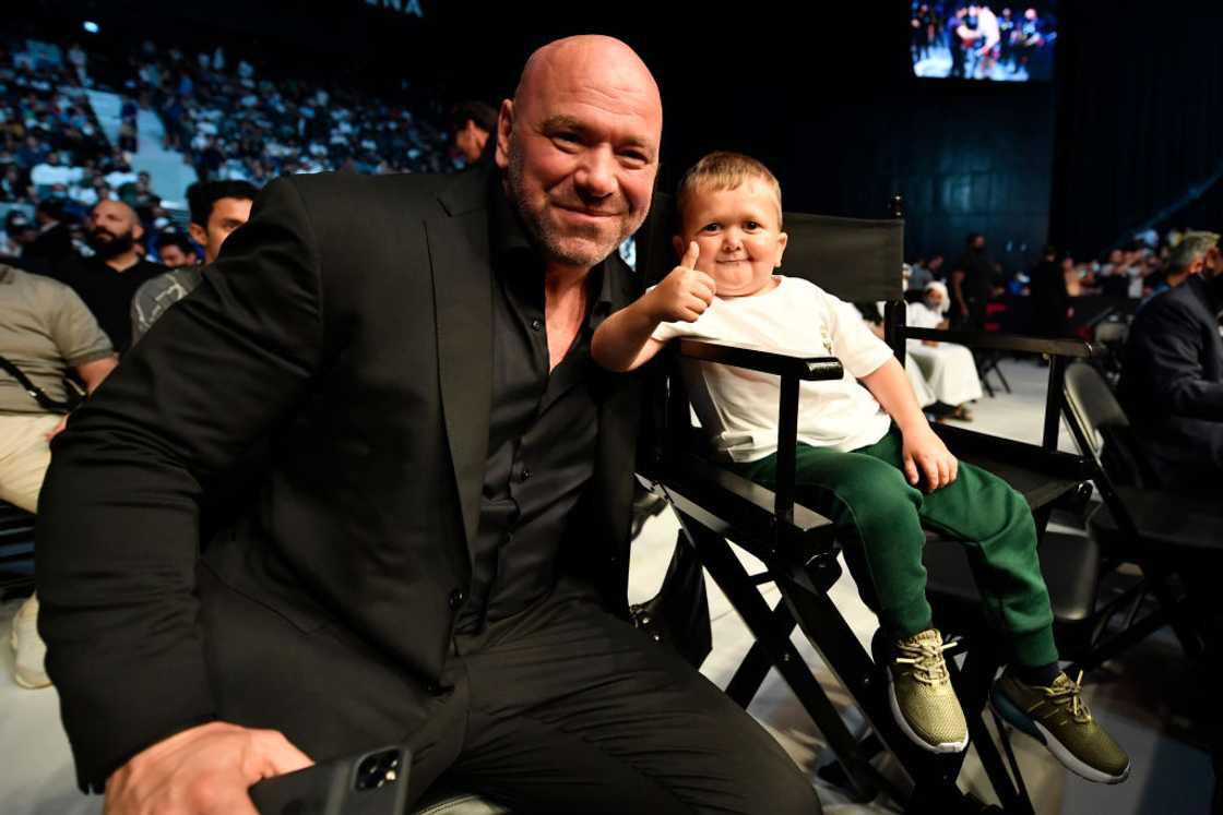 UFC president Dana White poses for a photo with Hasbulla UFC president Dana White poses for a photo with Hasbulla