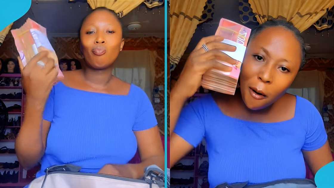 Ghanaian lady, bundles of cash, Ghanaian lady, Ghanaians online, flaunt wealth