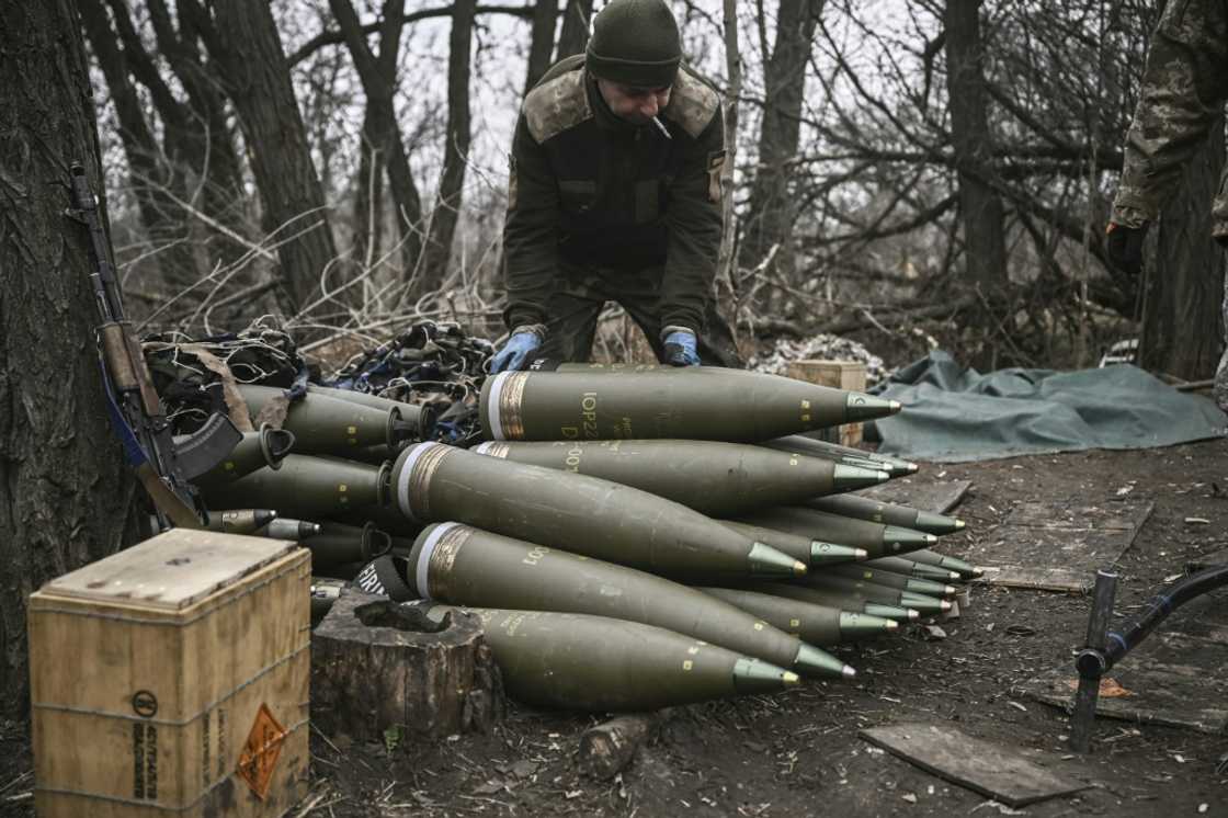A Ukrainian serviceman preparing 155mm artillery shells near Bakhmut, eastern Ukraine. Kyiv has complained its forces are having to ration their firepower A Ukrainian serviceman preparing 155mm artillery shells near Bakhmut, eastern Ukraine. Kyiv has complained its forces are having to ration their firepower