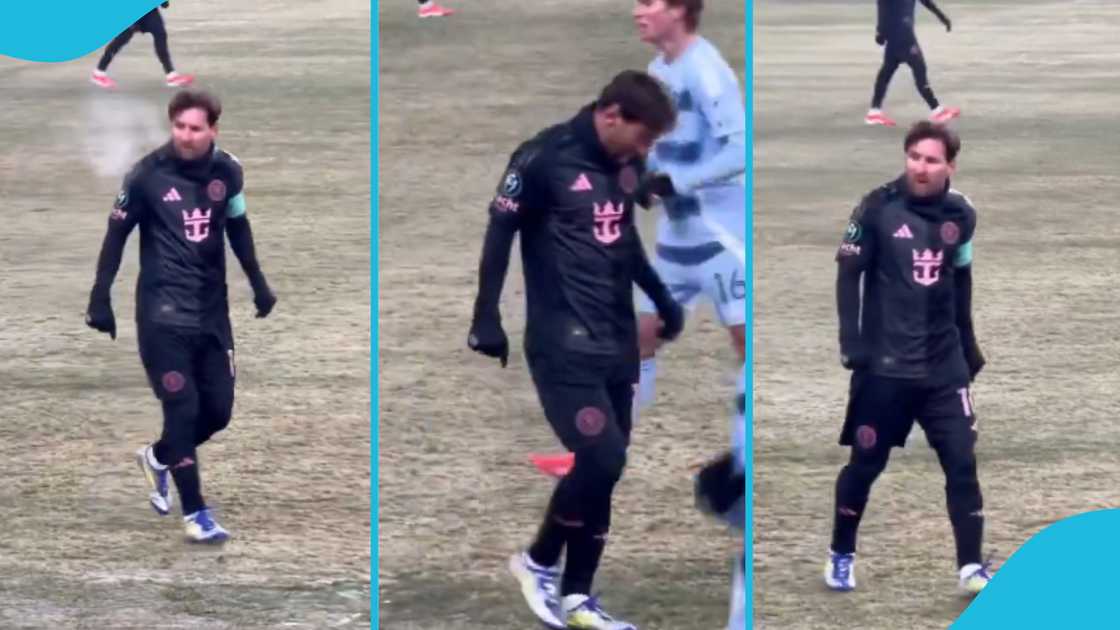Lionel Messi goes through different reactions in cold weather. Lionel Messi goes through different reactions in cold weather.