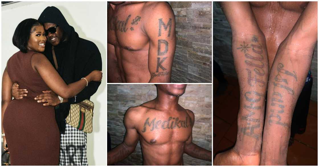 Medikal, Fella Makafui and daughter Island Medikal, Fella Makafui and daughter Island