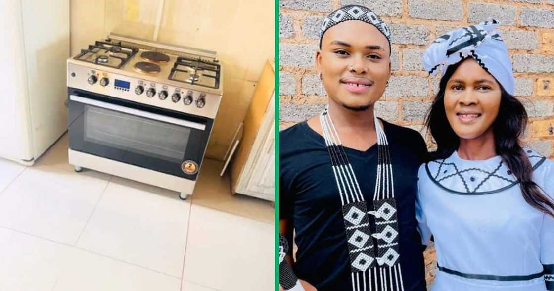 A son spent his savings on buying his mother a stove and tiling her living room and kitchen. A son spent his savings on buying his mother a stove and tiling her living room and kitchen.