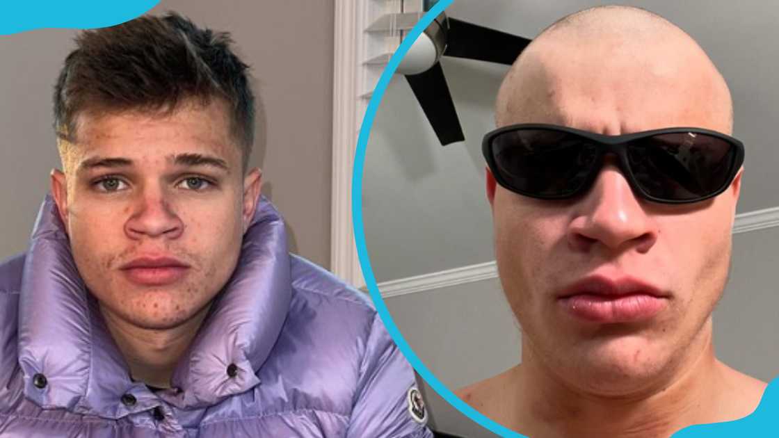 Jynxzi in a purple coat and black shades Jynxzi in a purple coat and black shades