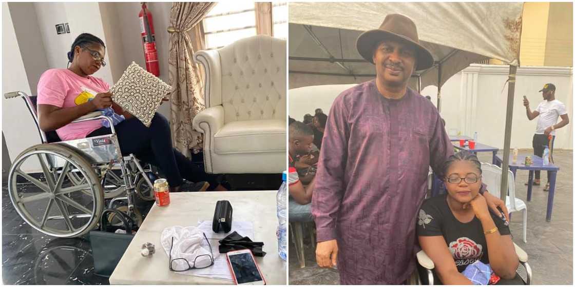 Pretty Nigerian lady who has been on wheelchair for 14 years set to walk again as philanthropist offers help Pretty Nigerian lady who has been on wheelchair for 14 years set to walk again as philanthropist offers help