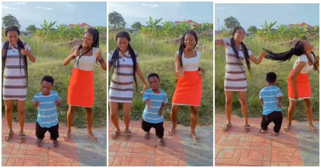 Photo of diminutive and two ladies Photo of diminutive and two ladies