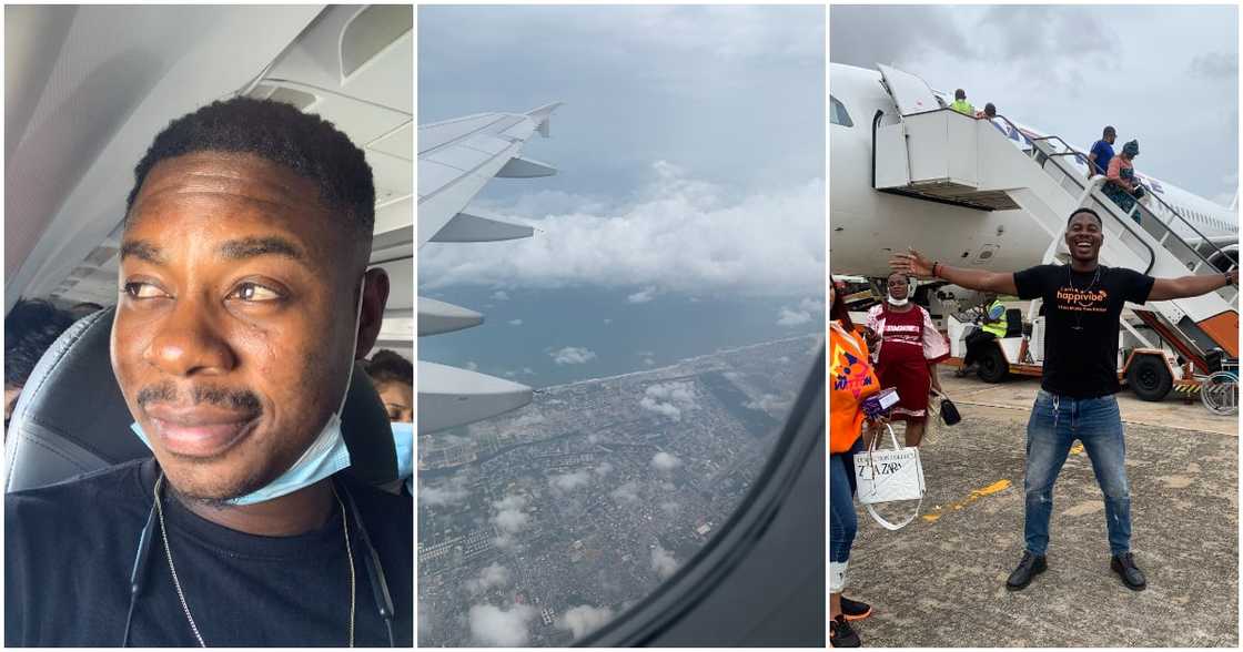 Chukwuma Ezeh, HappiVibe, finally boards aeroplane, breaks jinx