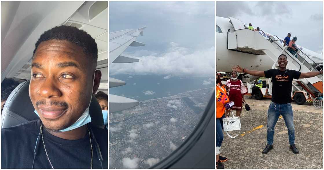 Chukwuma Ezeh, HappiVibe, finally boards aeroplane, breaks jinx Chukwuma Ezeh, HappiVibe, finally boards aeroplane, breaks jinx