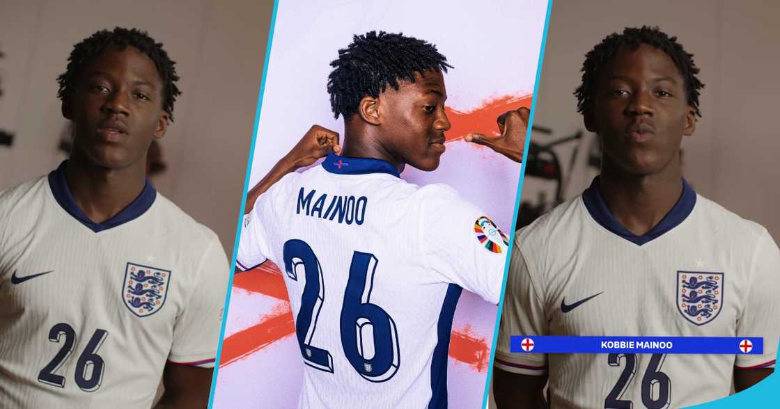 Kobbie Mainoo rocking the England jersey