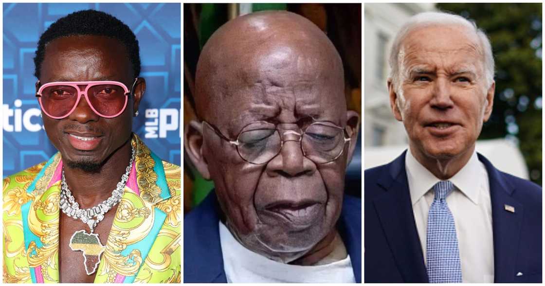 Nigeria's incoming President Bola Tinubu (left) and Michael Blackson (right). Nigeria's incoming President Bola Tinubu (left) and Michael Blackson (right).